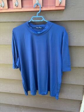 NWT Mr Max Fashions Blue Mock Neck Tunic Top 3X Plus Size Stretch